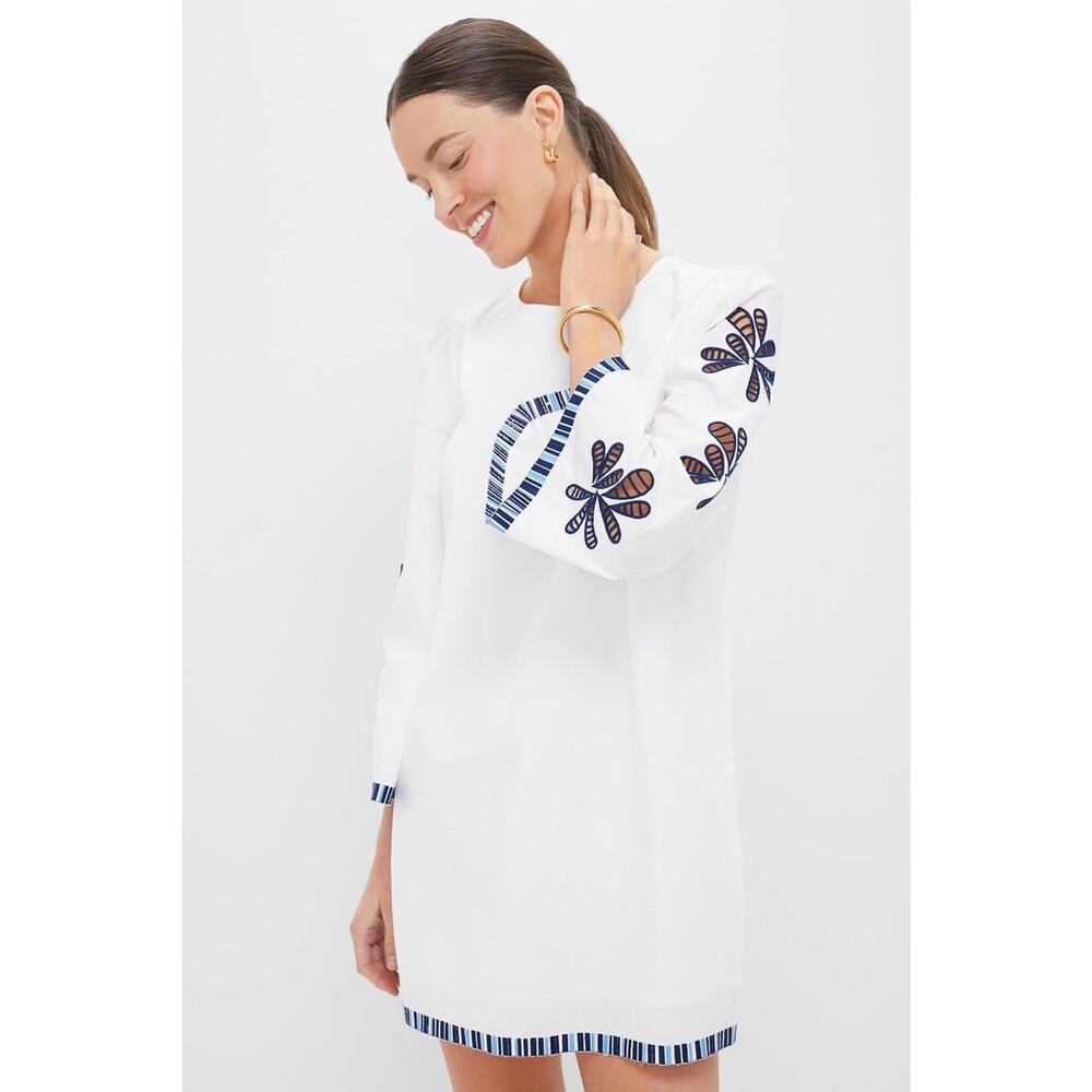 HYACINTH HOUSE White & Blue Embroidery Atlantic Mini Dress Size XL NWT - Picture 6 of 7